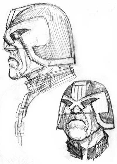 Judge Dredd pencil sketch